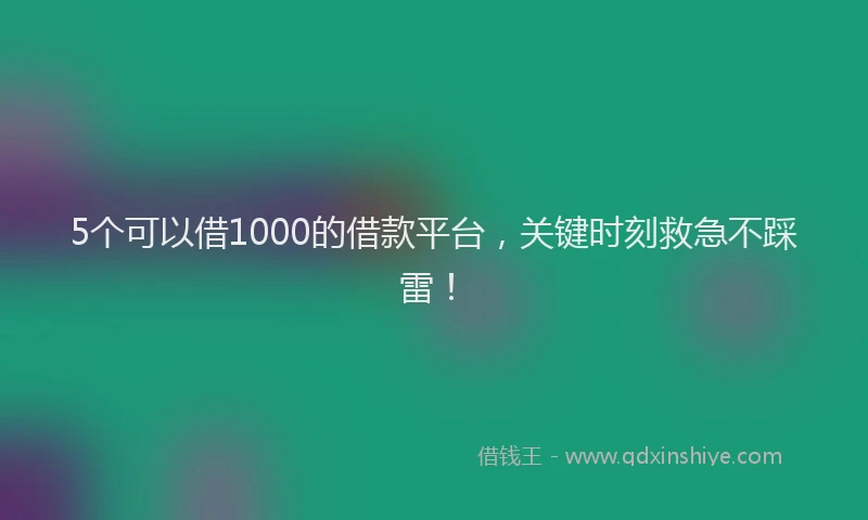 5个可以借1000的借款平台，关键时刻救急不踩雷！