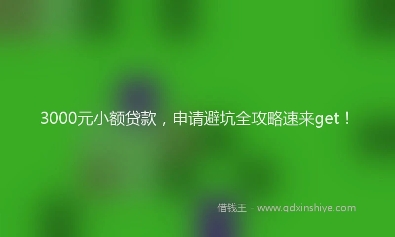3000元小额贷款，申请避坑全攻略速来get！