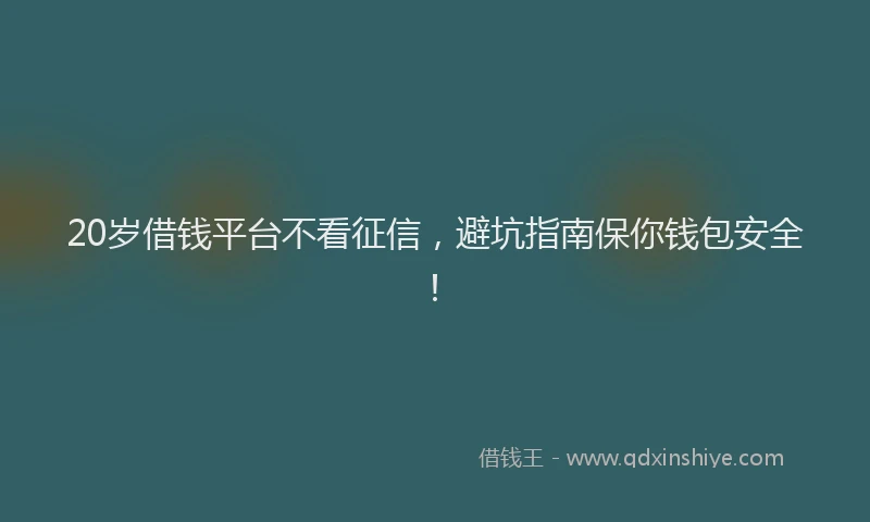20岁借钱平台不看征信，避坑指南保你钱包安全！