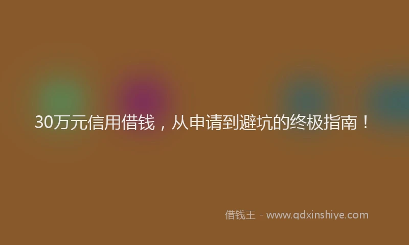 30万元信用借钱，从申请到避坑的终极指南！