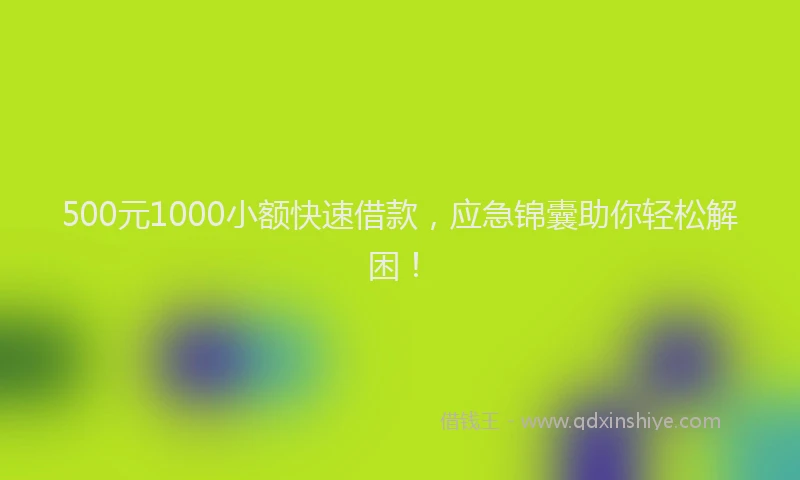 500元1000小额快速借款，应急锦囊助你轻松解困！
