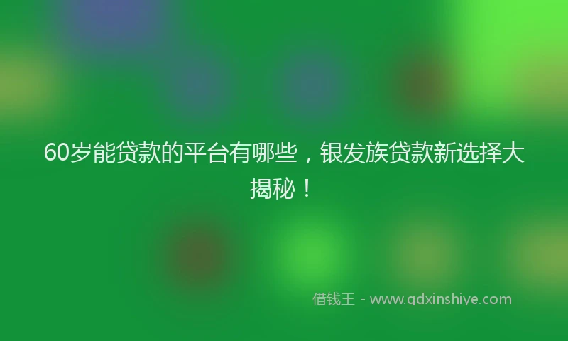 60岁能贷款的平台有哪些，银发族贷款新选择大揭秘！