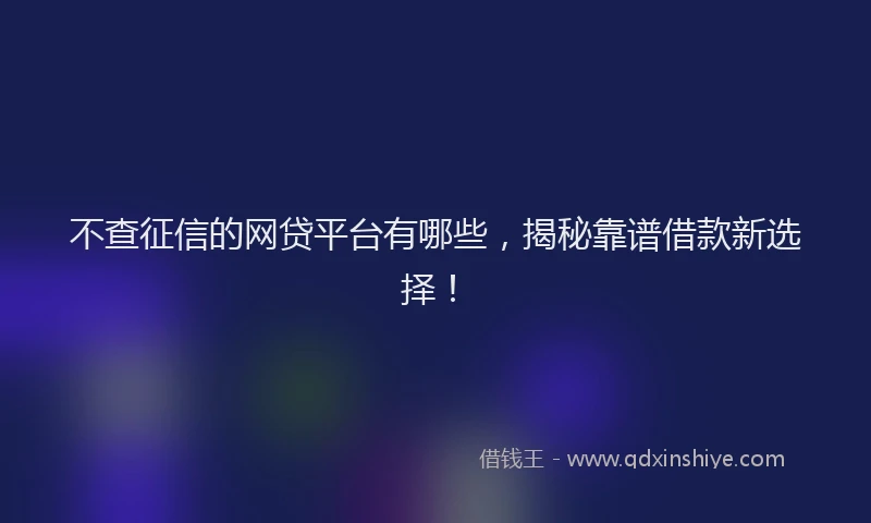不查征信的网贷平台有哪些，揭秘靠谱借款新选择！