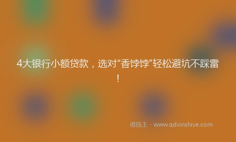 4大银行小额贷款，选对“香饽饽”轻松避坑不踩雷！