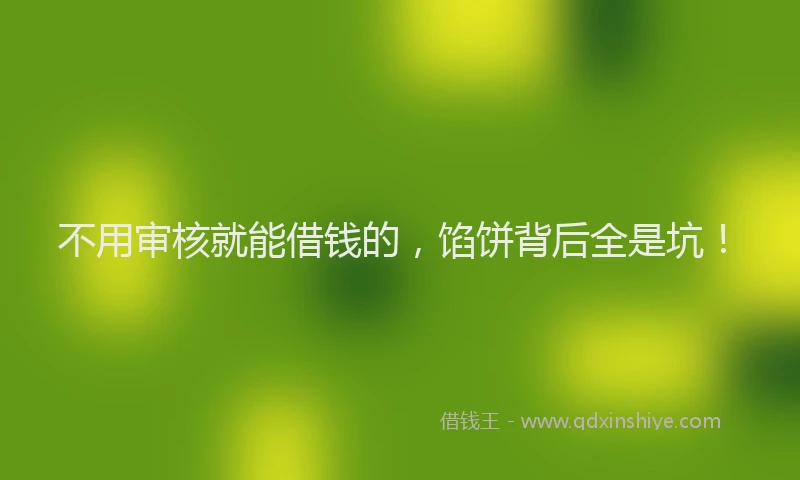 不用审核就能借钱的，馅饼背后全是坑！
