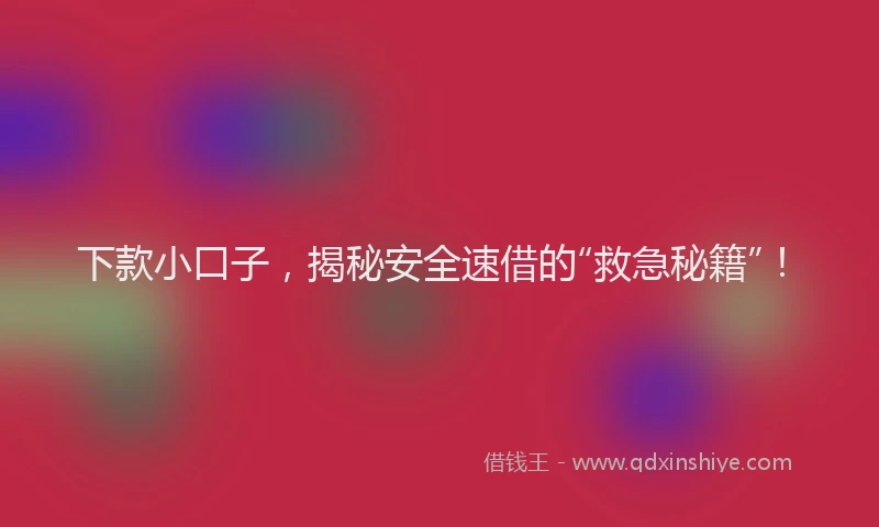下款小口子，揭秘安全速借的“救急秘籍”！