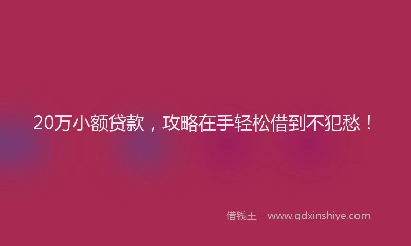 20万小额贷款，攻略在手轻松借到不犯愁！