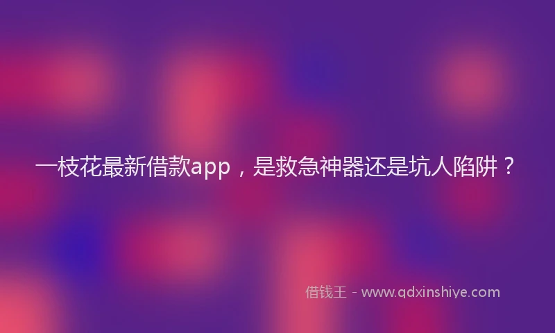 一枝花最新借款app，是救急神器还是坑人陷阱？