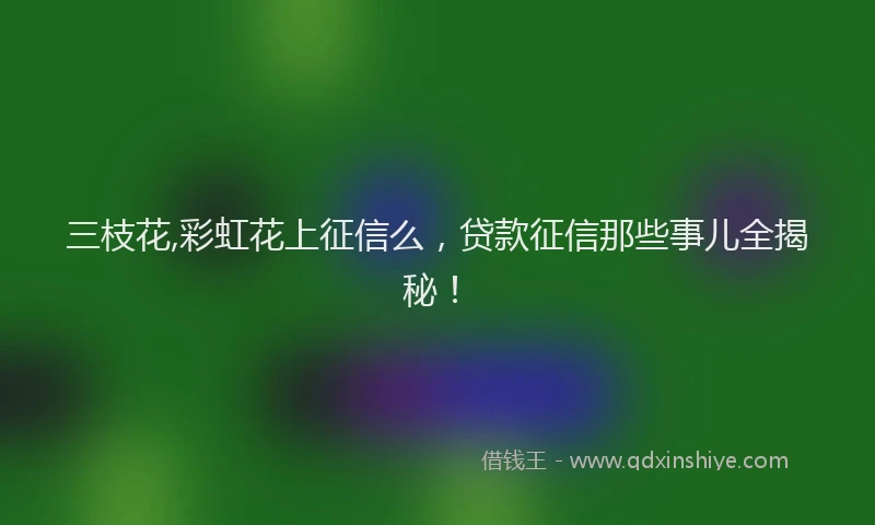 三枝花,彩虹花上征信么，贷款征信那些事儿全揭秘！
