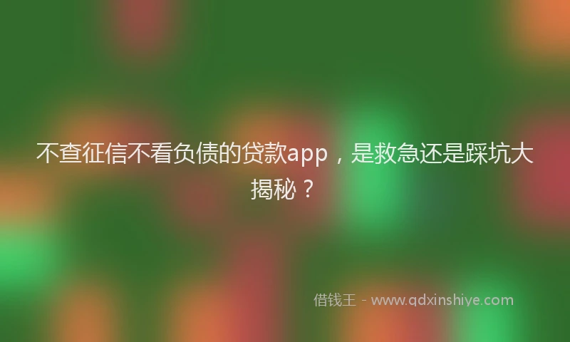 不查征信不看负债的贷款app，是救急还是踩坑大揭秘？