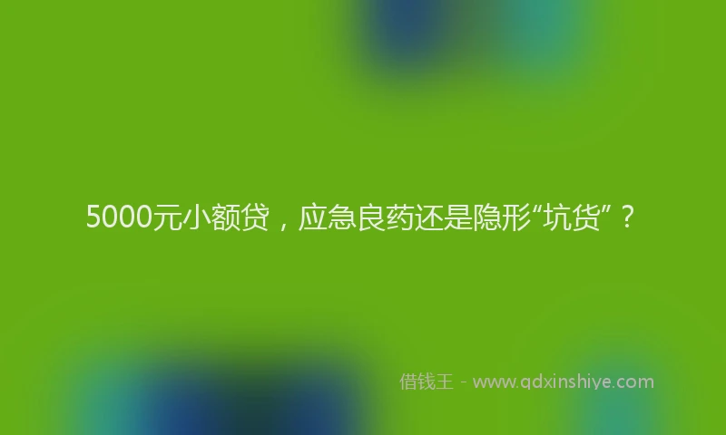 5000元小额贷，应急良药还是隐形“坑货”？