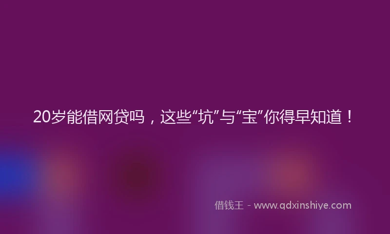 20岁能借网贷吗，这些“坑”与“宝”你得早知道！