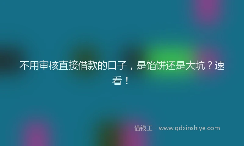 不用审核直接借款的口子，是馅饼还是大坑？速看！