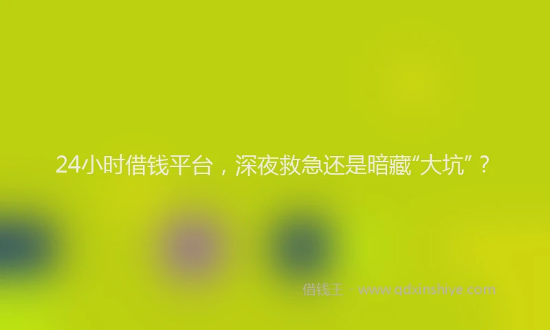 24小时借钱平台，深夜救急还是暗藏“大坑”？