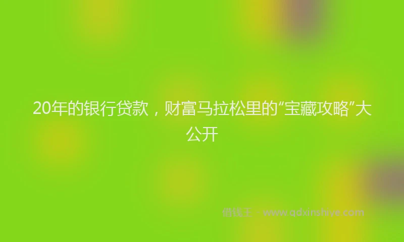20年的银行贷款，财富马拉松里的“宝藏攻略”大公开