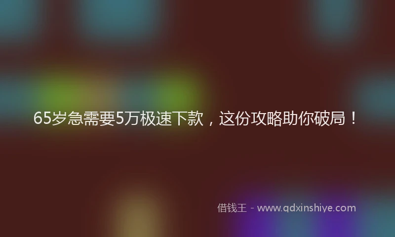 65岁急需要5万极速下款，这份攻略助你破局！
