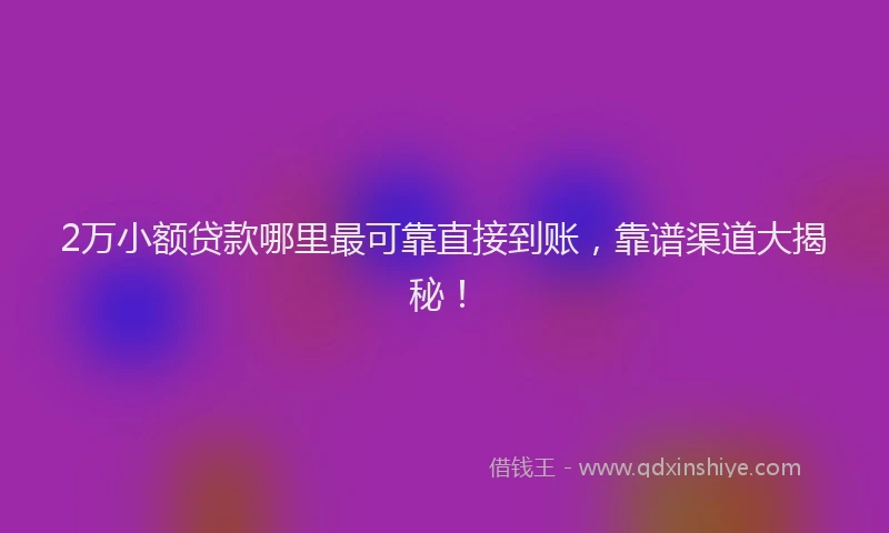 2万小额贷款哪里最可靠直接到账，靠谱渠道大揭秘！