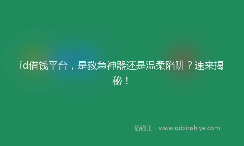 id借钱平台，是救急神器还是温柔陷阱？速来揭秘！