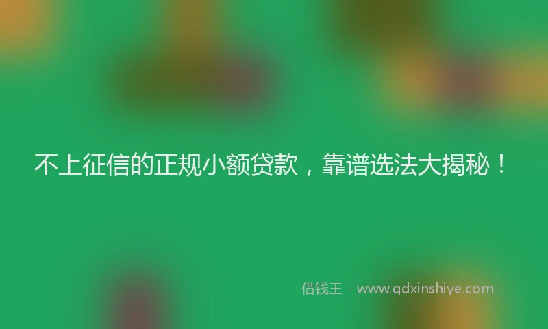 不上征信的正规小额贷款，靠谱选法大揭秘！