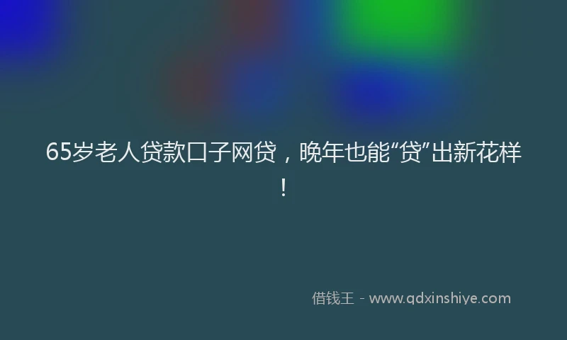 65岁老人贷款口子网贷，晚年也能“贷”出新花样！