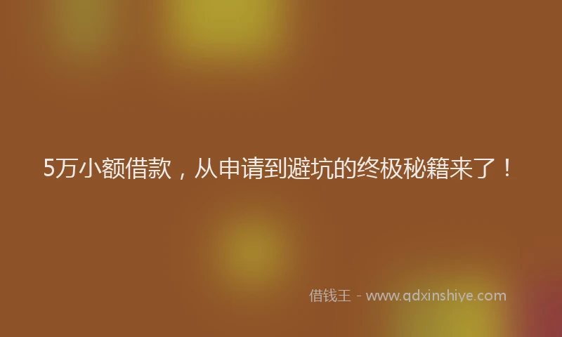 5万小额借款，从申请到避坑的终极秘籍来了！