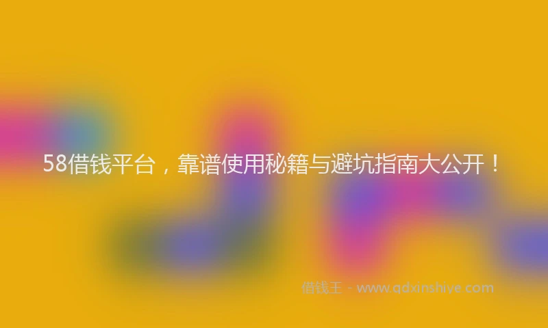 58借钱平台，靠谱使用秘籍与避坑指南大公开！