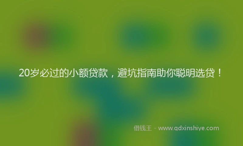20岁必过的小额贷款，避坑指南助你聪明选贷！