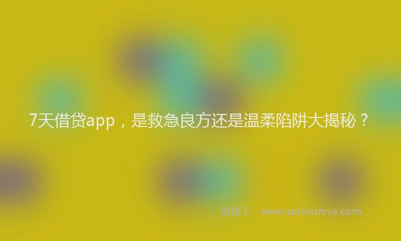 7天借贷app，是救急良方还是温柔陷阱大揭秘？