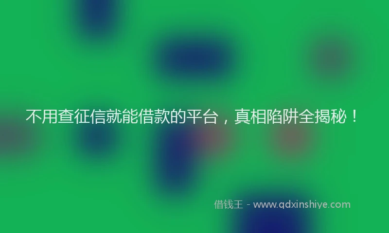不用查征信就能借款的平台，真相陷阱全揭秘！