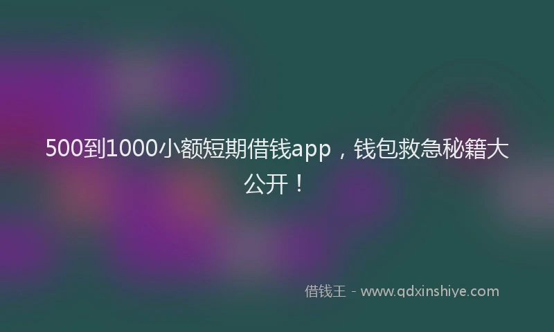 500到1000小额短期借钱app，钱包救急秘籍大公开！