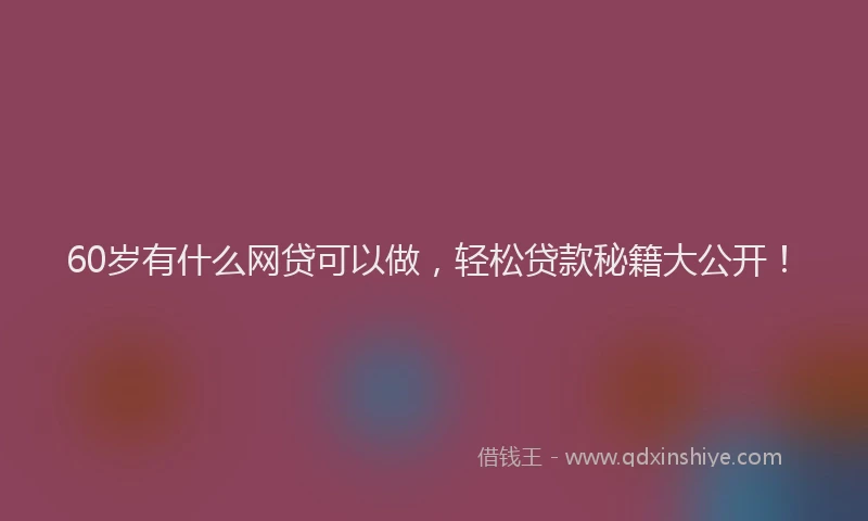 60岁有什么网贷可以做，轻松贷款秘籍大公开！