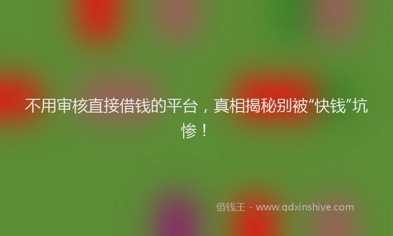 不用审核直接借钱的平台，真相揭秘别被“快钱”坑惨！