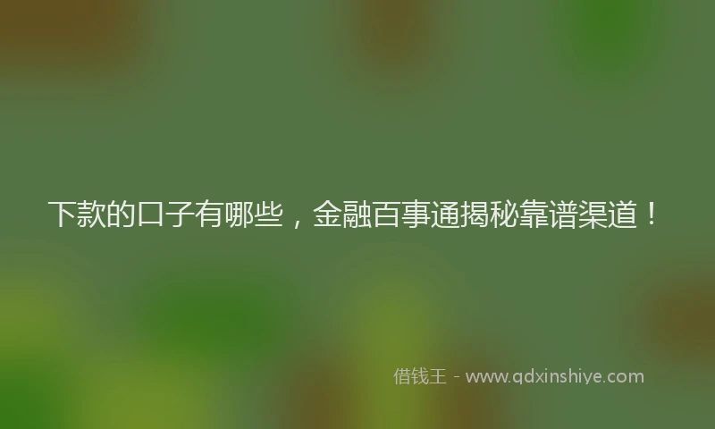 下款的口子有哪些，金融百事通揭秘靠谱渠道！