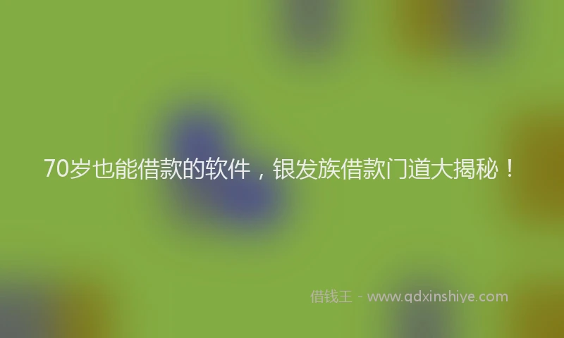 70岁也能借款的软件，银发族借款门道大揭秘！