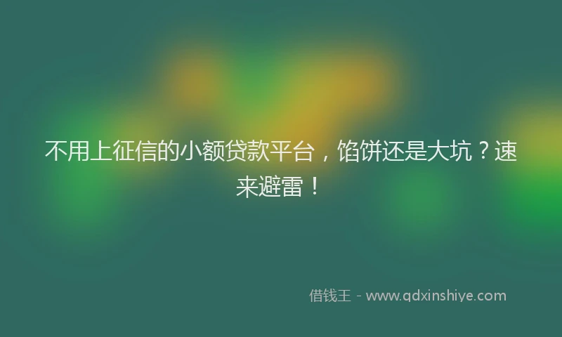 不用上征信的小额贷款平台，馅饼还是大坑？速来避雷！