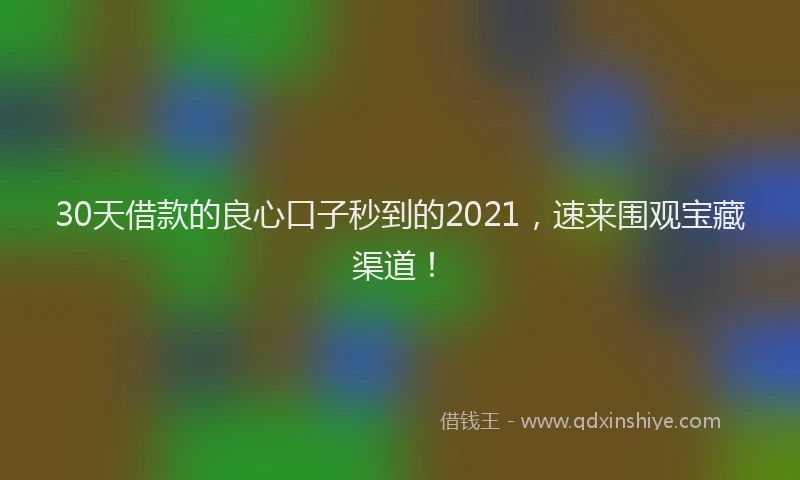 30天借款的良心口子秒到的2021，速来围观宝藏渠道！