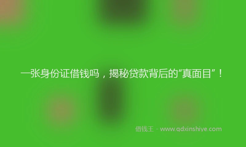 一张身份证借钱吗，揭秘贷款背后的“真面目”！