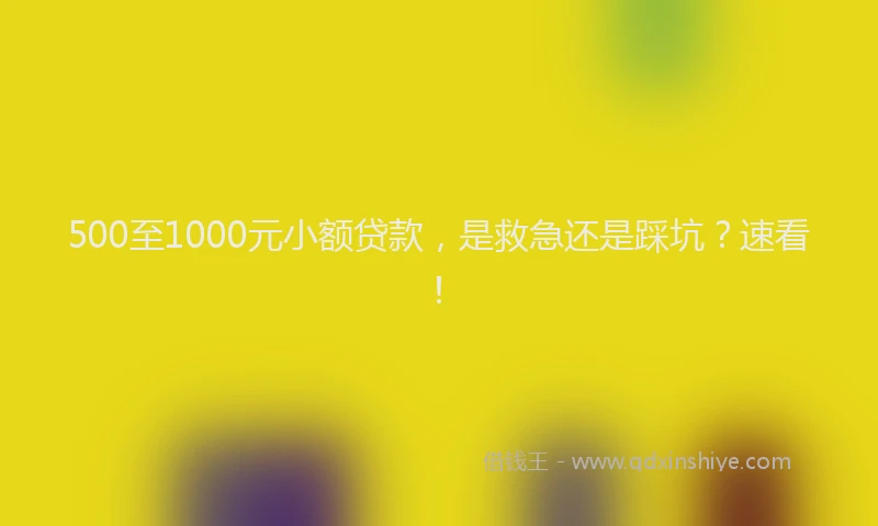 500至1000元小额贷款，是救急还是踩坑？速看！