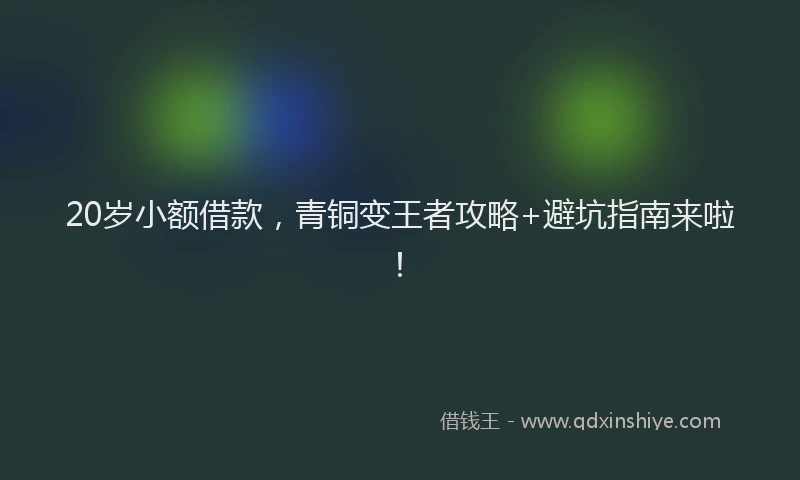 20岁小额借款，青铜变王者攻略+避坑指南来啦！