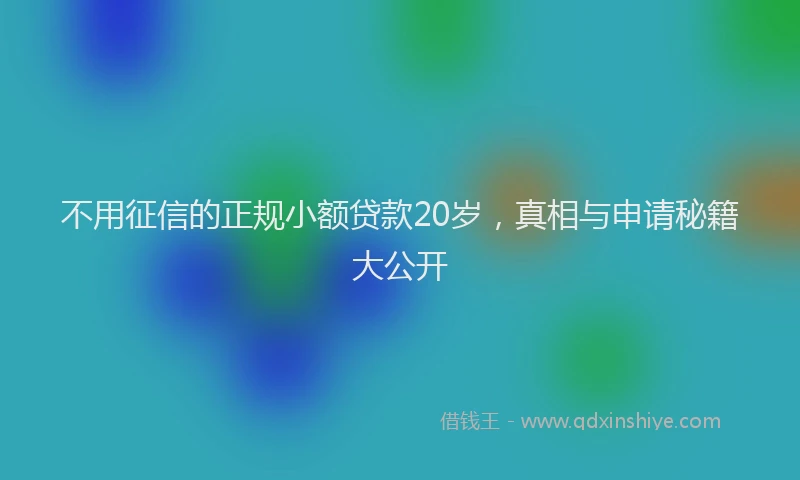 不用征信的正规小额贷款20岁，真相与申请秘籍大公开