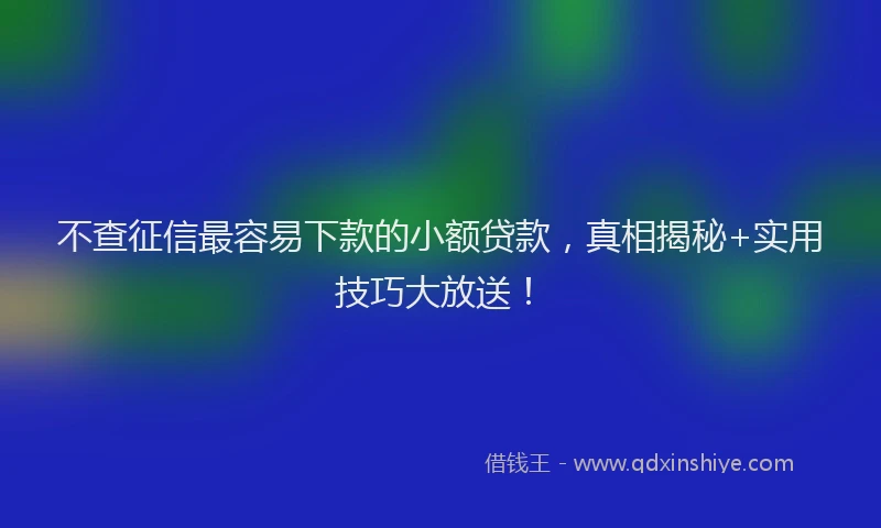不查征信最容易下款的小额贷款，真相揭秘+实用技巧大放送！