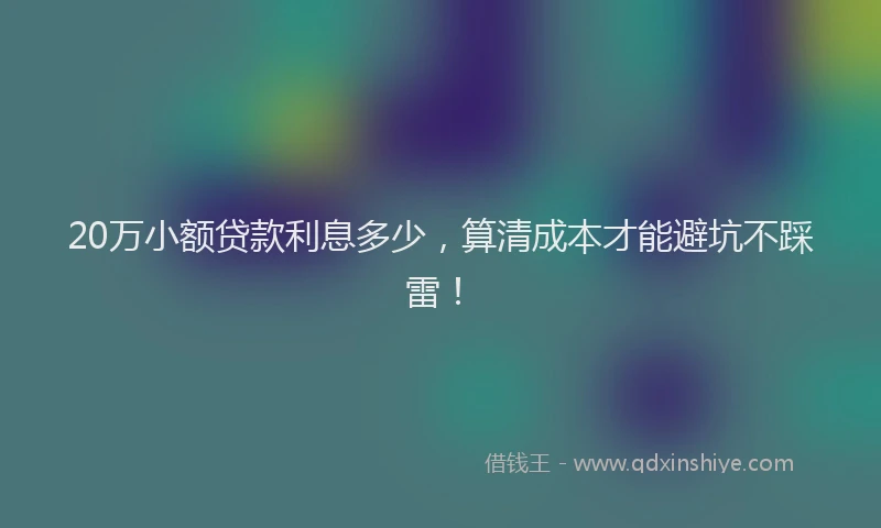 20万小额贷款利息多少，算清成本才能避坑不踩雷！