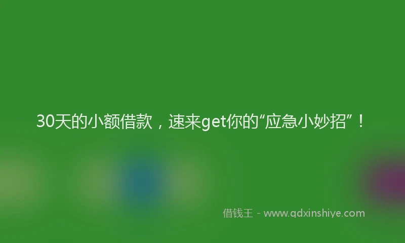 30天的小额借款，速来get你的“应急小妙招”！
