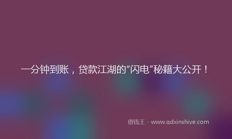 一分钟到账，贷款江湖的“闪电”秘籍大公开！