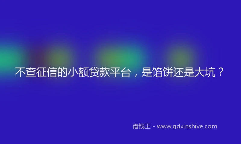 不查征信的小额贷款平台，是馅饼还是大坑？