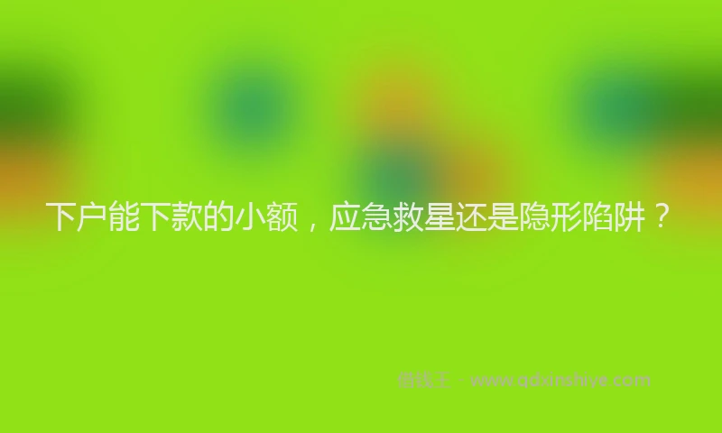 下户能下款的小额，应急救星还是隐形陷阱？