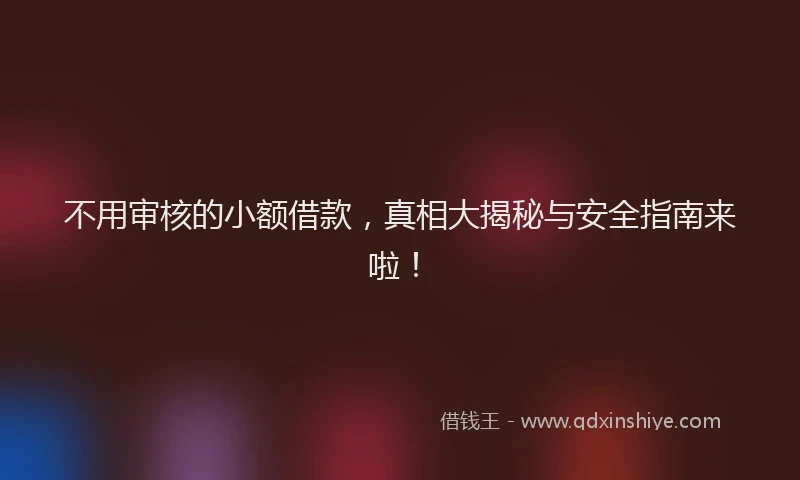 不用审核的小额借款，真相大揭秘与安全指南来啦！