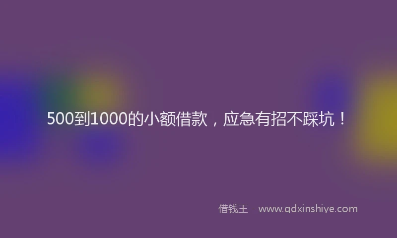 500到1000的小额借款，应急有招不踩坑！