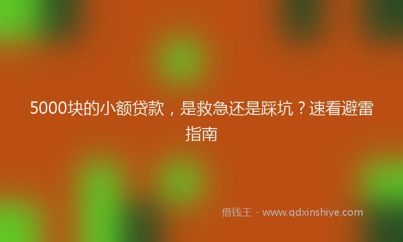 5000块的小额贷款,是救急还是踩坑?速看避雷指南