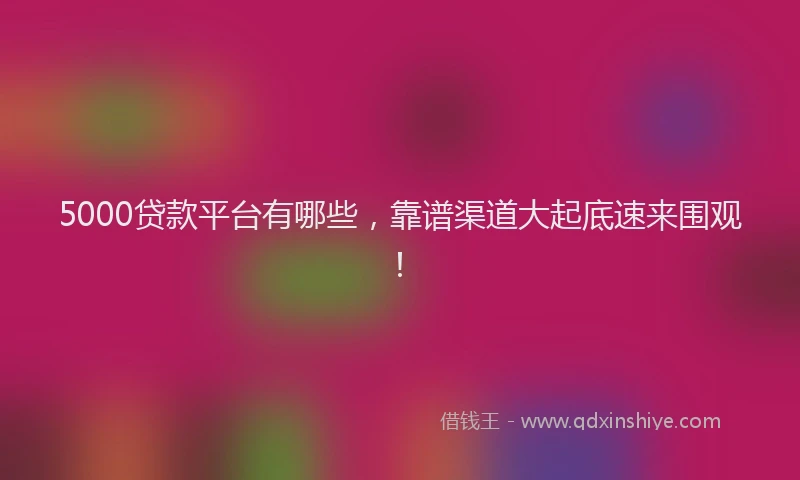 5000贷款平台有哪些，靠谱渠道大起底速来围观！